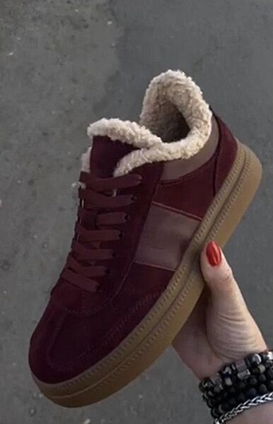 Кеди жіночі Stella Vinci 2461 бордові зима, замша натуральна 5714