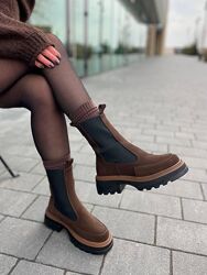 Черевики жіночі KATI SHOES 314 коричневі зима, замша натуральна 5711