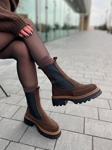 Черевики жіночі KATI SHOES 314 коричневі зима, замша натуральна 5711