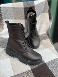 Черевики жіночі EDAN 78 шоколадні зима, шкіра натуральна 5701