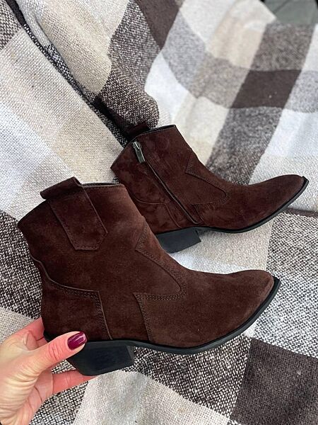 Черевики жіночі EDAN 1K шоколадні весна-осінь, замша натуральна 5637