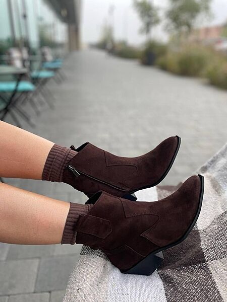 Черевики жіночі EDAN 1K шоколадні зима, замша натуральна 5696