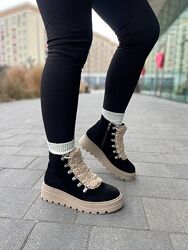 Черевики жіночі GREMMY 527 чорні зима, замша натуральна 5746