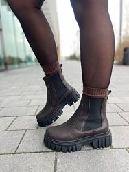 Черевики жіночі EDAN 17 шоколадні зима, шкіра натуральна 5660