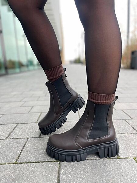 Черевики жіночі EDAN 17 шоколадні зима, шкіра натуральна 5660