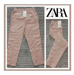 Брюки Zara р. M-L літні легенькі штани рожеві пудра жіночі штаны женские