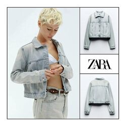 Джинсова куртка Zara нова колекція коротка укорочена жіноча варена рвана 