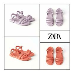 Босоніжки 38 Zara із екошкіри мякі помаранчеві лілові сандалі босоножки