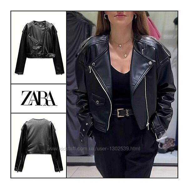 Куртка косуха S-M Zara із екошкіри нова колекція шкіряна жіноча чорна весна