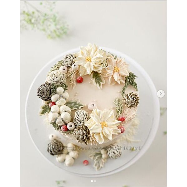 Кремовая флористика Рождественский декор Залина Борисова