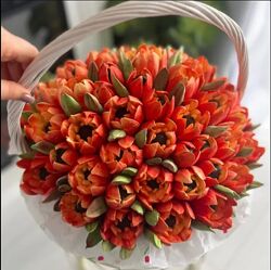 Корзина с зефирными тюльпанами с рецептом Анна Иванова buket zefira rnd