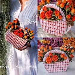 Сумочка корзинка с розами Кира Ковальская