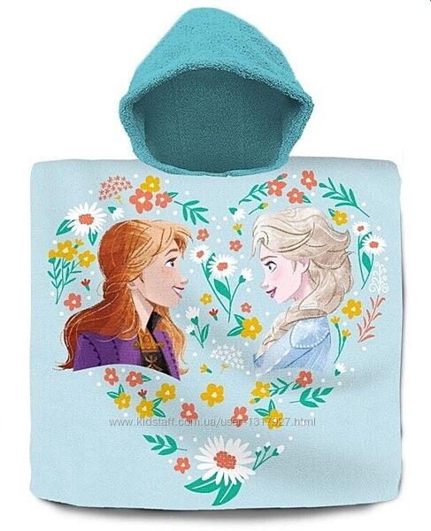 Детское пляжное полотенце-пончо Disney Frozen Холодное Сердце Анна и Эльза 