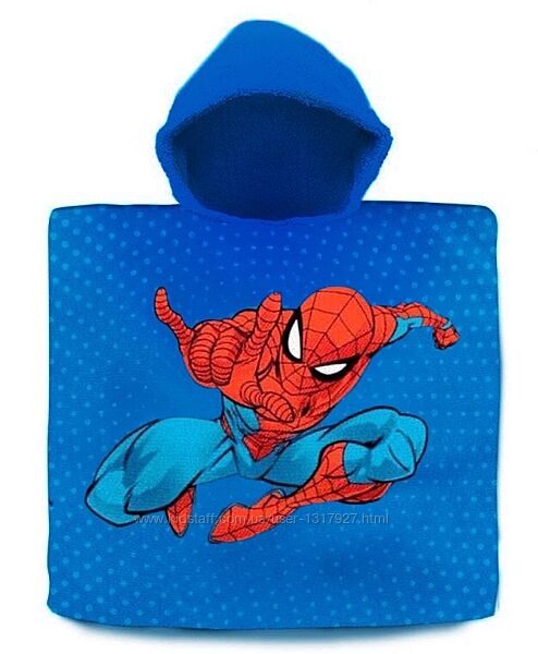 Детское пляжное полотенце-пончо с капюшоном Спайдермен Человек Паук 