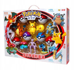 Набор покеболов Pikachu Electric 6 шаров с фигурками-трансформерами Покемон