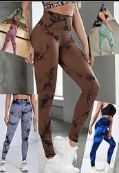 Класні безшовні спортивні легінси пуш-ап з широким поясом 5 кольорів 