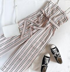 Шикарный комбинезон льняной с широкими брюками new look