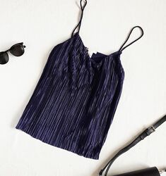 Нарядный топ плиссе на тонких бретелях h&m