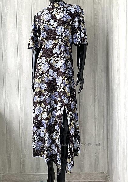 Чорна блакитна літня сукня з віскози miss selfidge в квітковий принт