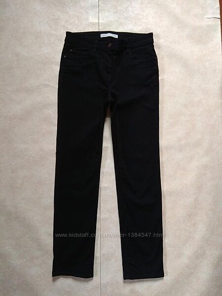 Брендовые черные прямые джинсы с высокой талией George, 12 pазмер. 