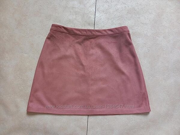 Крутая замшевая юбка трапеция с высокой талией Primark,  12 размер. 