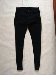 Брендовые черные джинсы скинни с высокой талией  H&M, 12 pазмер. 