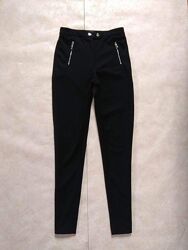 Классические зауженные черные штаны брюки с высокой талией H&M, 36 pазмер. 