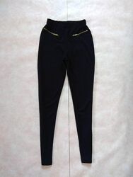 Брендовые черные леггинсы штаны скинни с высокой талией Even&Odd, 36 pазмер