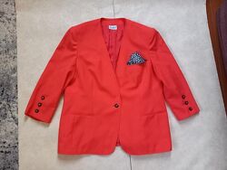 Брендовый красный пиджак жакет Delmod, 16-18 размер. 
