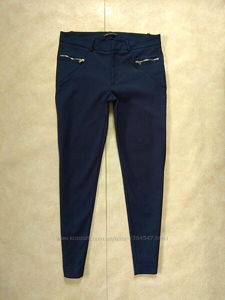 Коттоновые штаны брюки скинни с высокой талией Zara, 12 pазмер. 