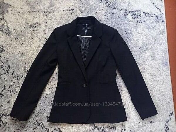 Брендовый черный удлиненный пиджак жакет DP, 36 размер.