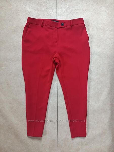 Брендовые красные зауженные штаны брюки с высокой талией Next, 14 pазмер. 