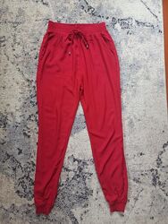 Красные легкие штаны брюки бойфренды с высокой талией Chicoree, M размер. 