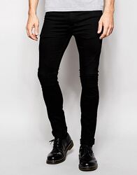 Мужские брендовые черные джинсы скинни с высокой талией H&M, 32 pазмер.