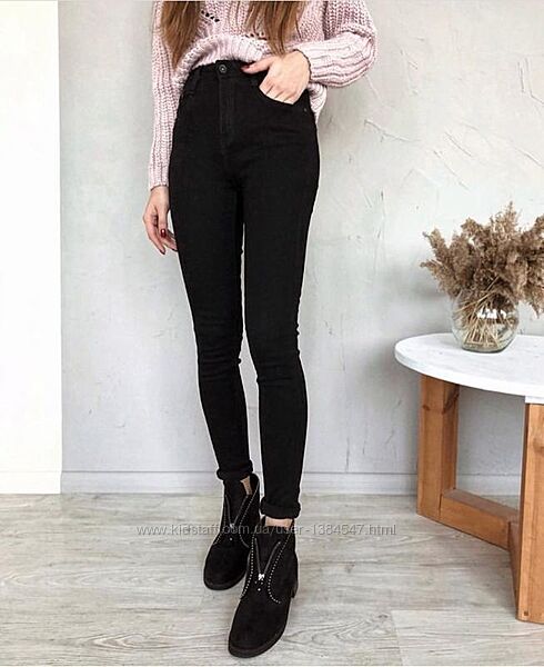 Брендовые черные джинсы скинни с высокой талией Boohoo, 10 размер. 