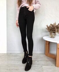 Брендовые черные джинсы скинни с высокой талией Topshop, 28 размер. 