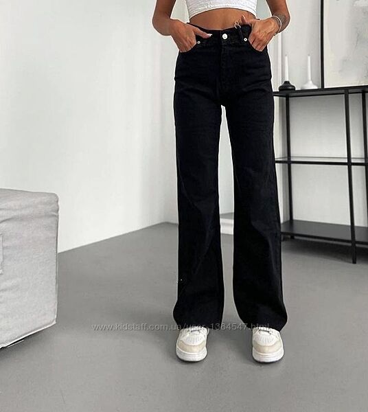 Черные вельветовые джинсы палаццо клеш с высокой талией M&S, 14 размер.