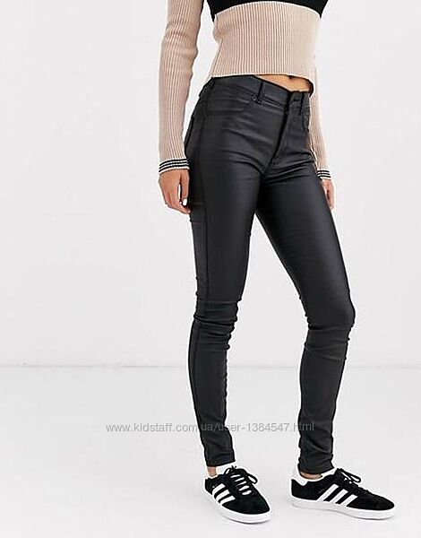 Брендовые черные джинсы скинни с пропиткой под кожу Blue motion, 38 розмір.