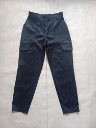 Брендовые черные атласные штаны бойфренды с высокой талией Primark, 10 pазм