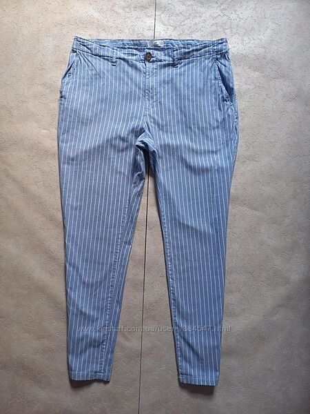 Брендовые коттоновые штаны брюки скинни с высокой талией H&M, 16 размер. 