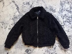 Брендовая черная укороченая куртка тедди бир полушубок H&M, M размер. 