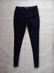 Брендовые черные джинсы скинни с высокой талией Clockhouse, 12 размер. 