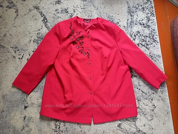 Брендовый большой красный удлиненный пиджак жакет M. Collection, 20-22 разм