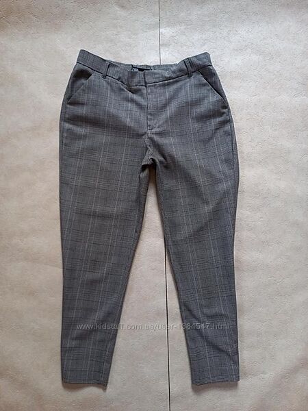 Брендовые зауженные штаны брюки в клетку с высокой талией Zara, 14 pазмер. 