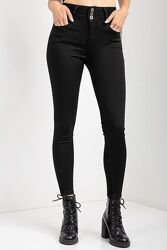 Брендовые черные джинсы скинни с высокой талией New look, 14 размер. 
