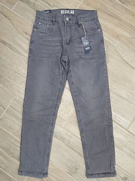 Теплые подростковые джинсы для мальчика на флисе 140-164р.