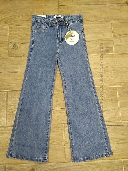 Стильные джинсы клёш для девочки. 128-176р 