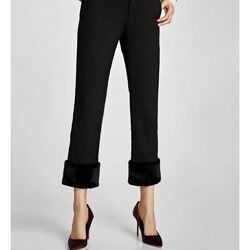 Новые стречевые  брюки с меховыми манжетами Zara Испания
