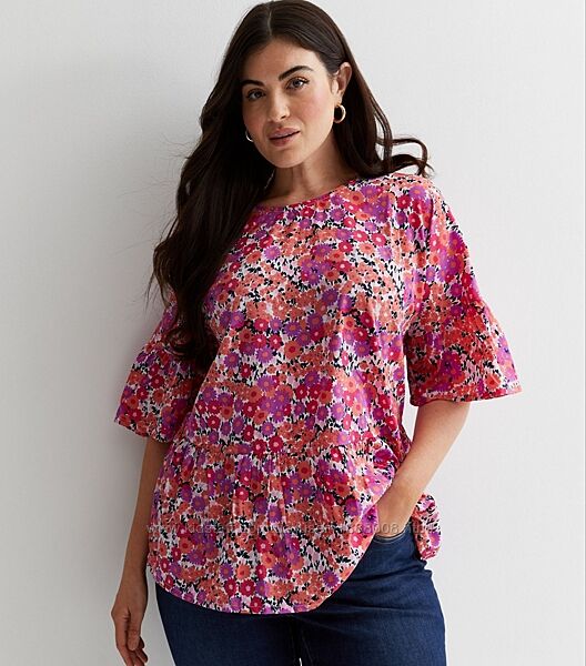 Новая удлиненная блуза с цветочным принтом newlook curve 22 uk