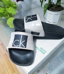 Кожанные мягкие МЕГА удобные шлепки Calvin Klein Итальянский дизайн р 38 